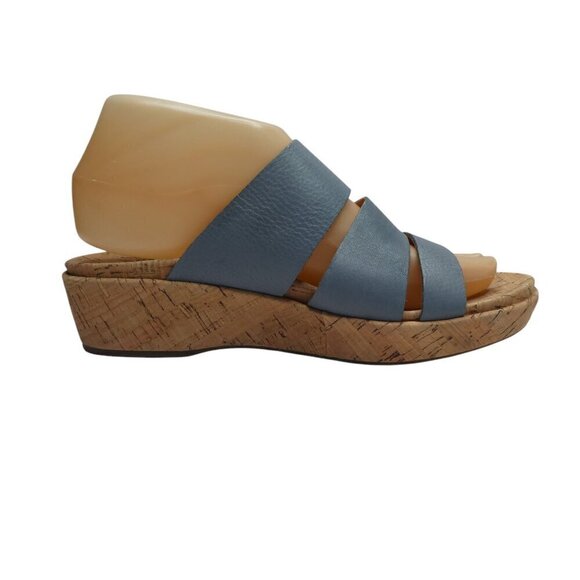 Kork-Ease Blue Leather Open Toe Wedge Heel Sandals Womens 7 - Picture 5 of 12